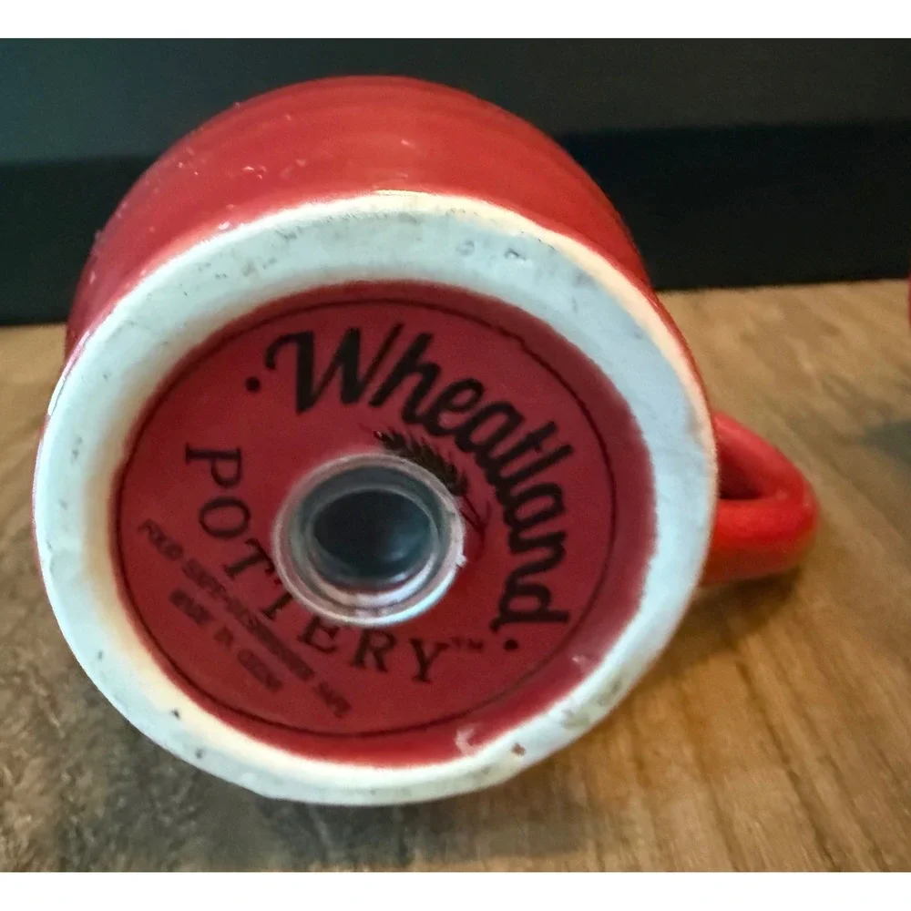 Wheatland Pottery Red Mini Mug Salt and Pepper Shaker Set Ceramic Farmhouse